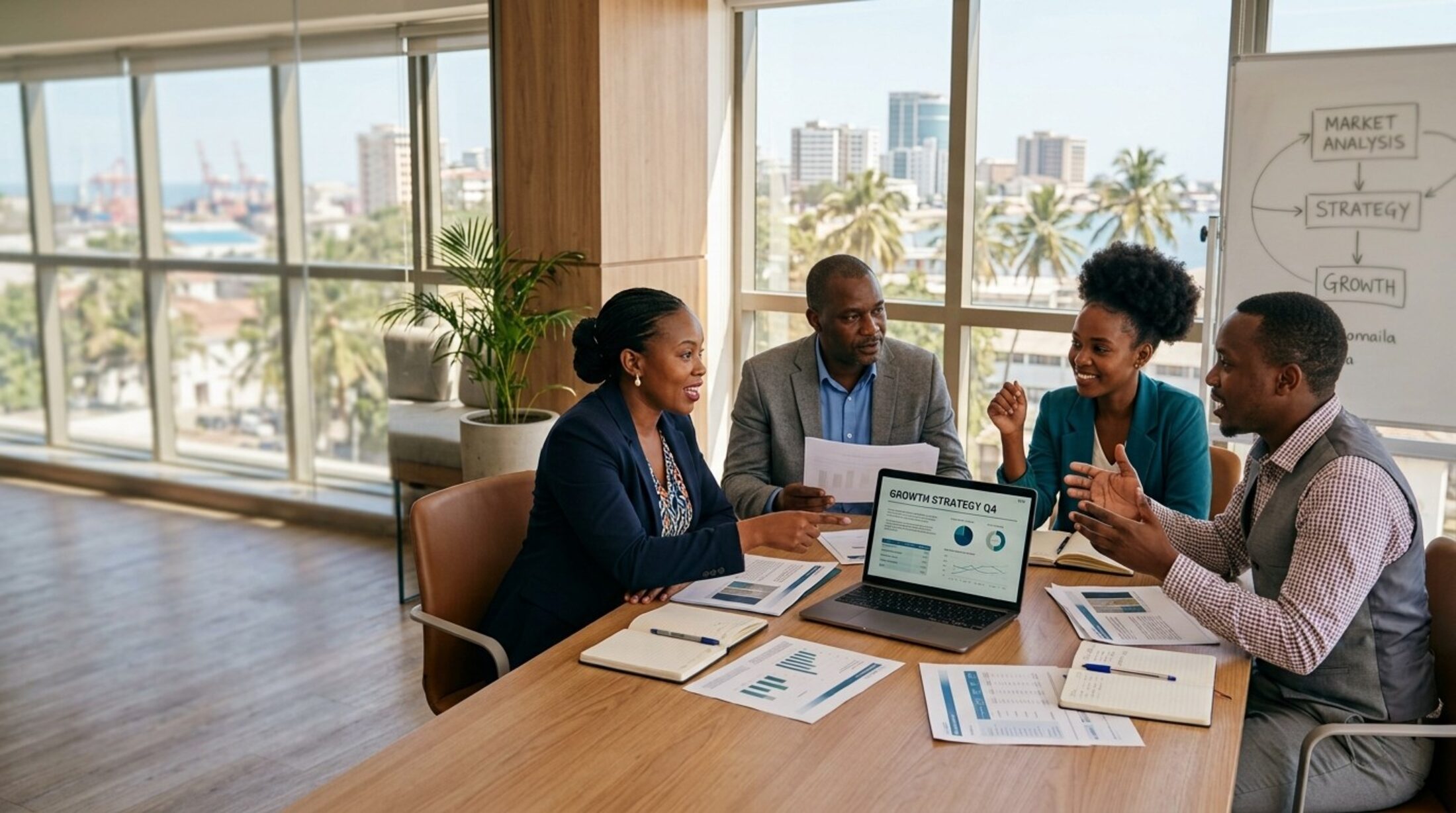 BYTE BRIDGE team collaborating in a Tanzanian office